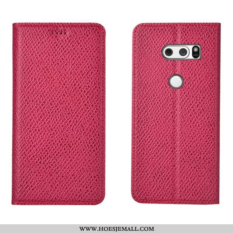 Hoesje Lg V30 Leren Patroon Mobiele Telefoon Hoes Bescherming Folio All Inclusive Donkerblauwe