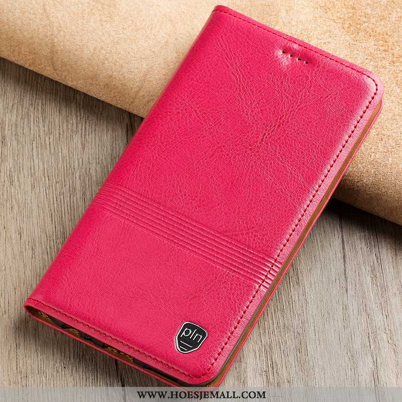 Hoesje Lg V30 Leren Echt Leer Anti-fall All Inclusive Bescherming Hoes Folio Bruin