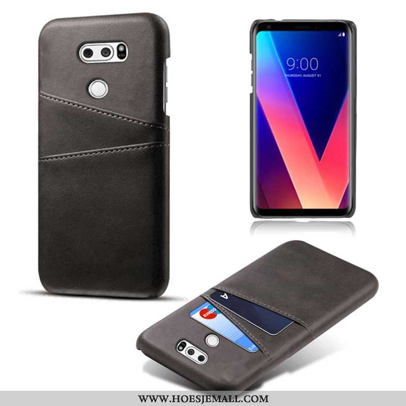 Hoesje Lg V30 Leer Bescherming Kaart Kwaliteit Hoes Mobiele Telefoon Rood