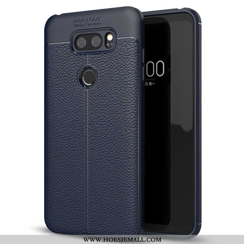 Hoesje Lg V30 Patroon Zacht Eenvoudige Bescherming Leer Mobiele Telefoon Zwarte