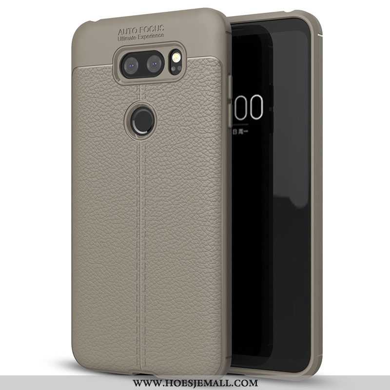 Hoesje Lg V30 Patroon Zacht Eenvoudige Bescherming Leer Mobiele Telefoon Zwarte