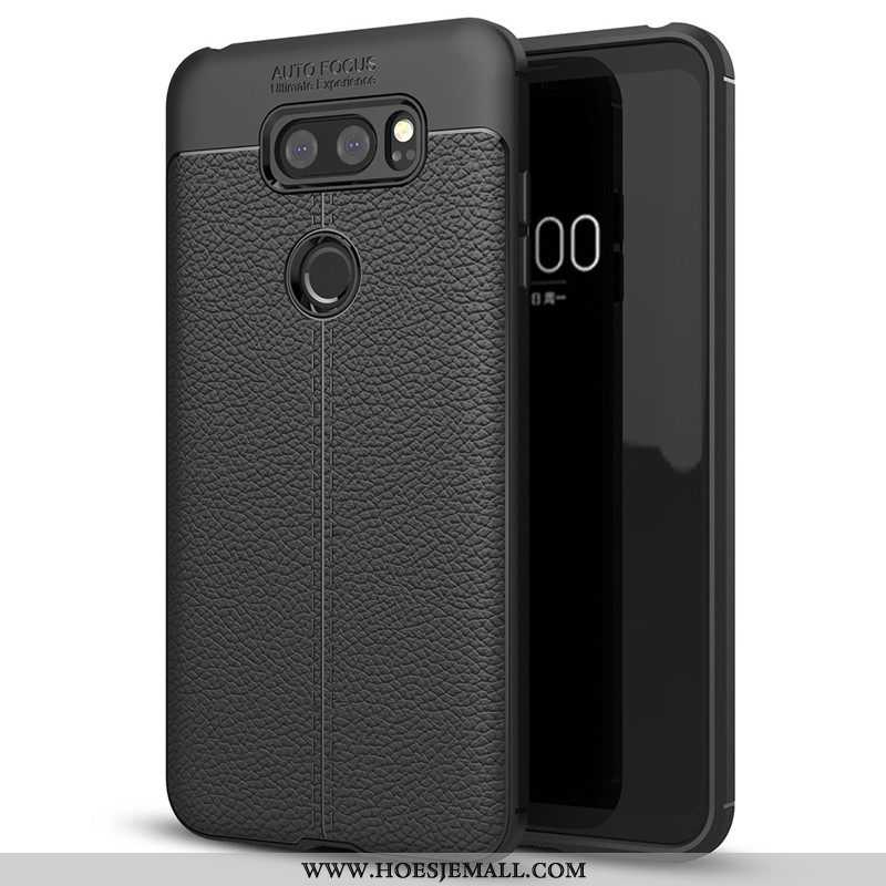 Hoesje Lg V30 Patroon Zacht Eenvoudige Bescherming Leer Mobiele Telefoon Zwarte