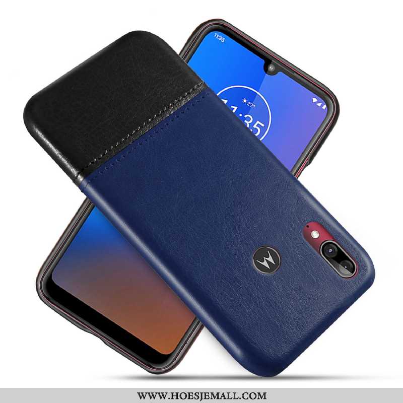 Hoes Moto E6 Plus Bescherming Leren Hoesje Mobiele Telefoon Zwart Zwarte