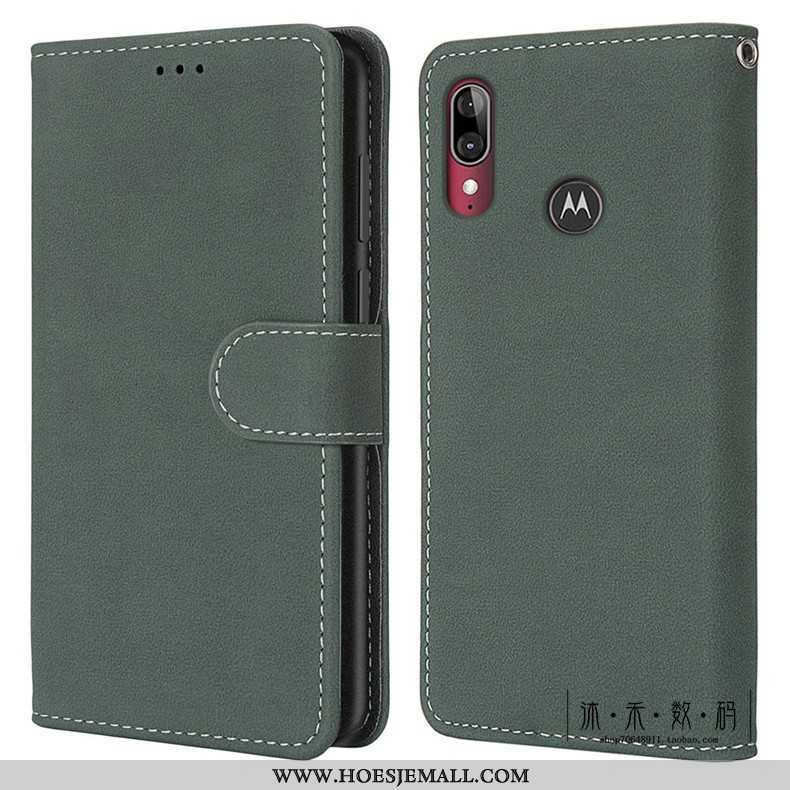 Hoesje Moto E6 Plus Bescherming Schrobben Vintage Groen Folio Hoes