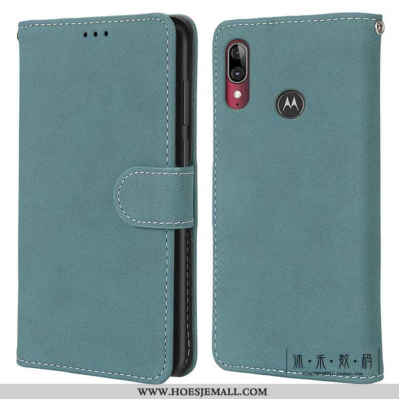 Hoesje Moto E6 Plus Bescherming Schrobben Vintage Groen Folio Hoes