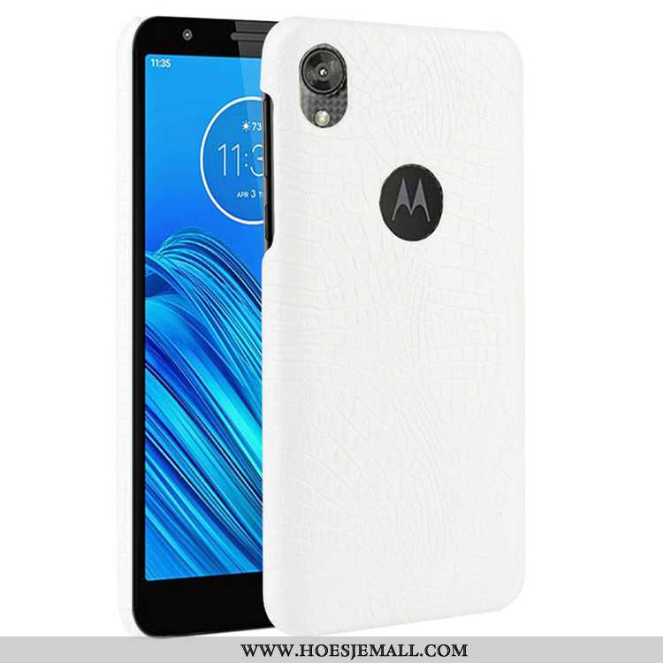 Hoesje Moto E6 Plus Patroon Trend Krokodil Zwart Bescherming Hard Zwarte