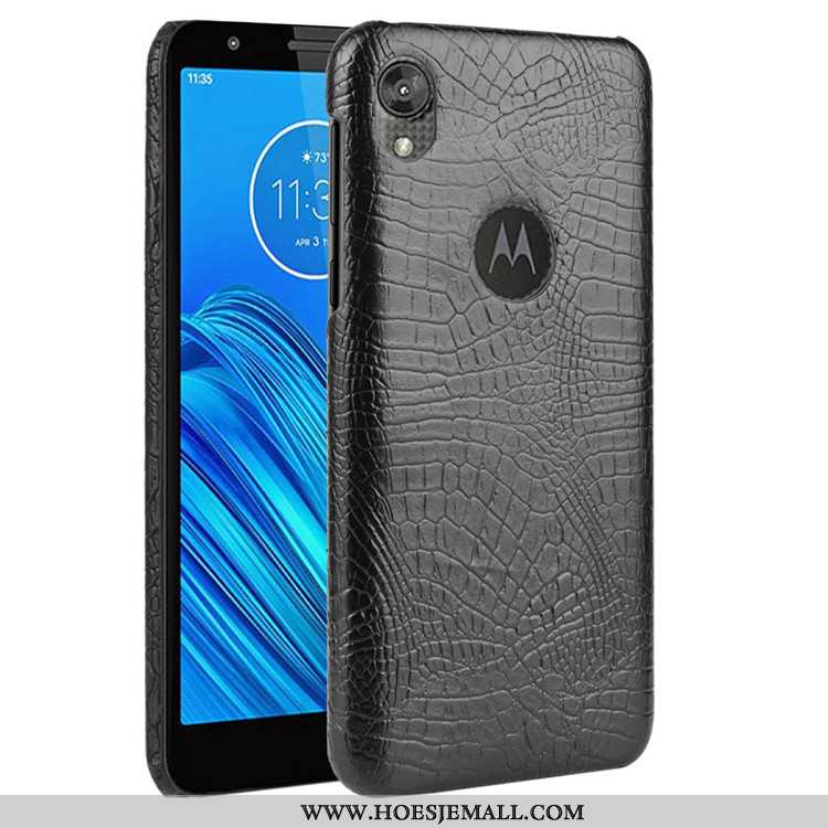 Hoesje Moto E6 Plus Patroon Trend Krokodil Zwart Bescherming Hard Zwarte