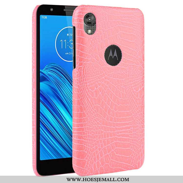 Hoesje Moto E6 Plus Patroon Trend Krokodil Zwart Bescherming Hard Zwarte