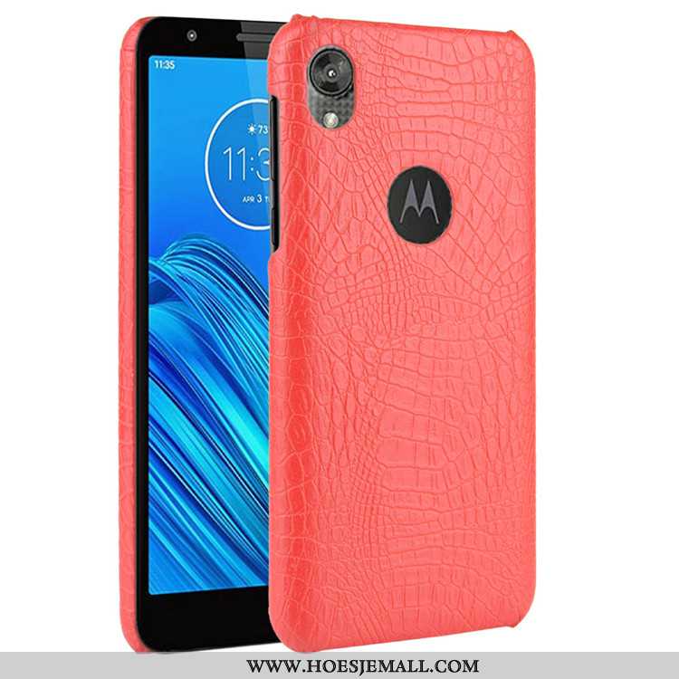 Hoesje Moto E6 Plus Patroon Trend Krokodil Zwart Bescherming Hard Zwarte