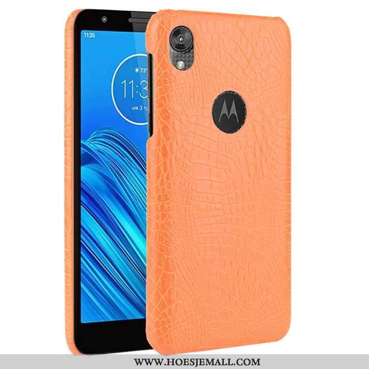 Hoesje Moto E6 Plus Patroon Trend Krokodil Zwart Bescherming Hard Zwarte