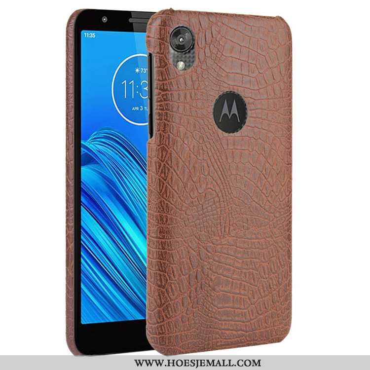 Hoesje Moto E6 Plus Patroon Trend Krokodil Zwart Bescherming Hard Zwarte