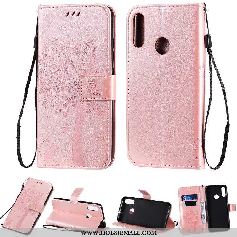 Hoesje Moto E6 Plus Leren Bescherming Kaart Mobiele Telefoon Folio Anti-fall Roze