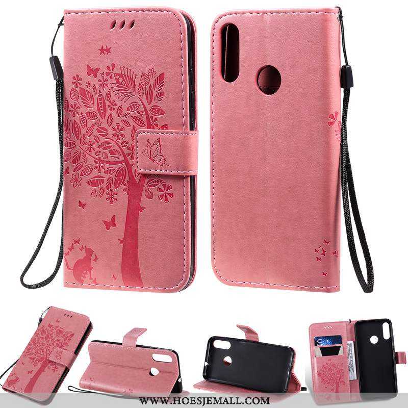 Hoesje Moto E6 Plus Leren Bescherming Kaart Mobiele Telefoon Folio Anti-fall Roze