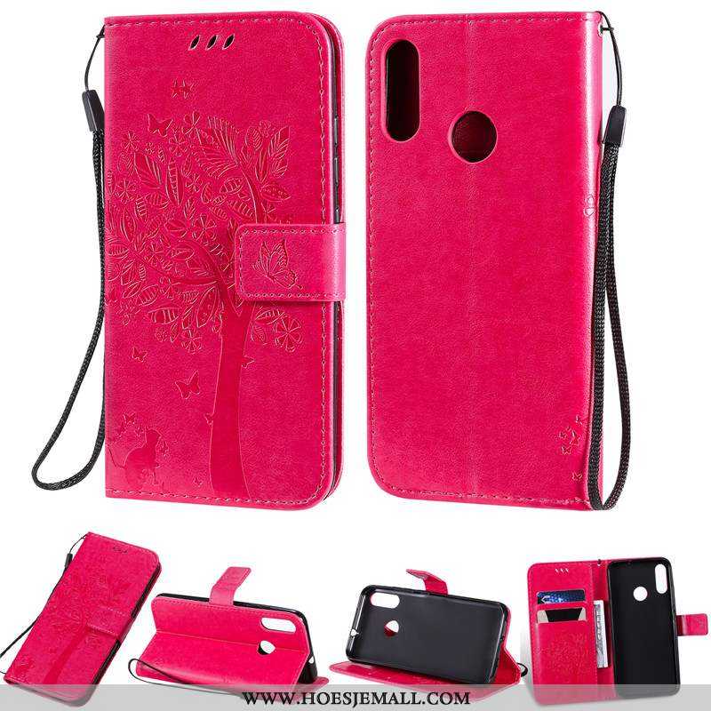 Hoesje Moto E6 Plus Leren Bescherming Kaart Mobiele Telefoon Folio Anti-fall Roze