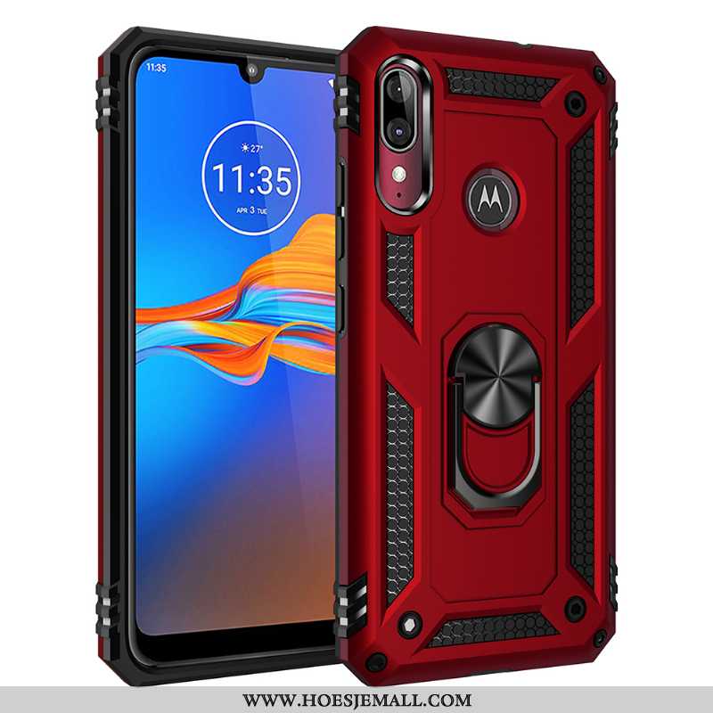 Hoes Moto E6 Plus All Inclusive Mobiele Telefoon Auto Magnetisch Hard Rood Hoesje