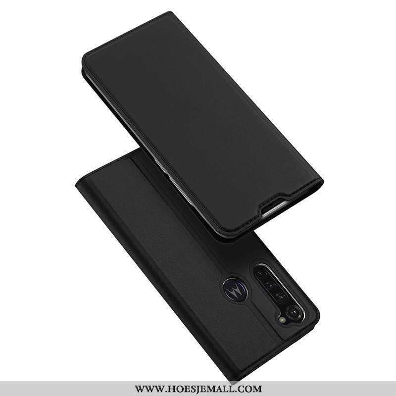 Hoesje Moto G Pro Bescherming Leren Zwart Folio Mobiele Telefoon Zwarte
