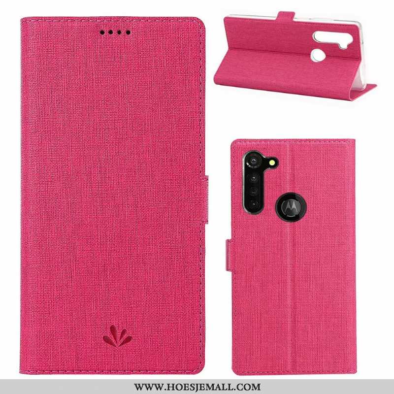 Hoesje Moto G Pro Patroon Leren Portemonnee Kaart Rood Mobiele Telefoon Roos