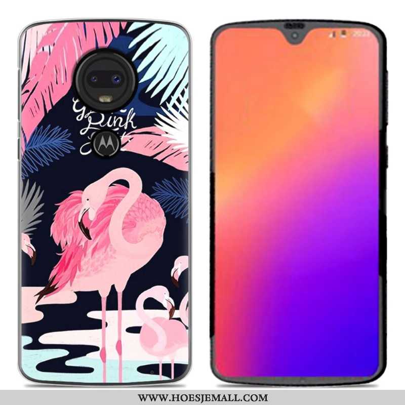 Hoes Moto G7 Spotprent Zacht Roze Hoesje Siliconenhoesje Mobiele Telefoon