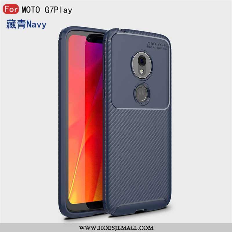 Hoesje Moto G7 Play Bescherming Persoonlijk Trend Hemming Scheppend Anti-fall Zacht Donkerblauwe