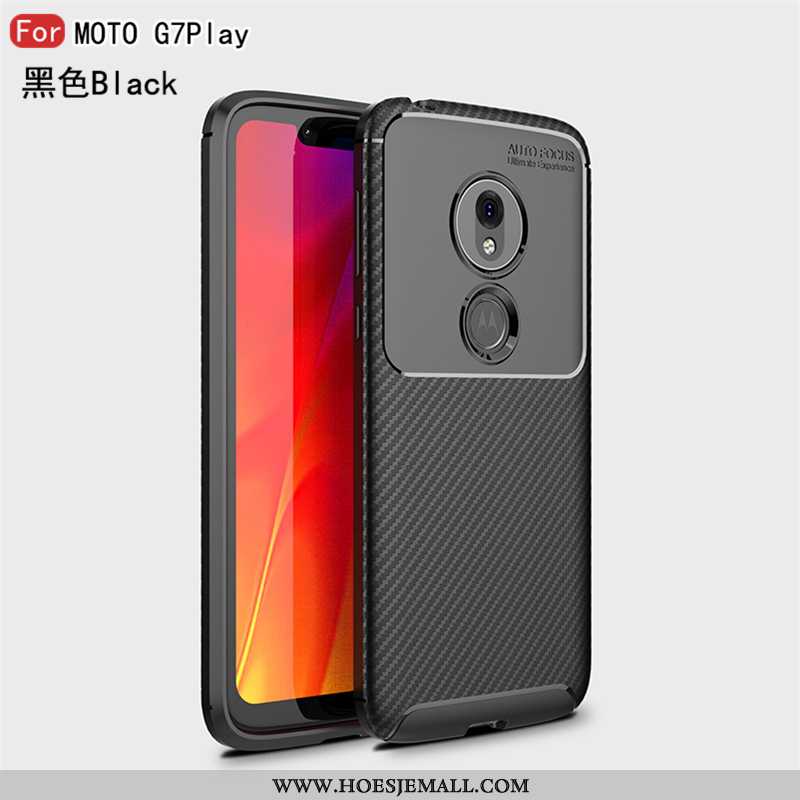 Hoesje Moto G7 Play Bescherming Persoonlijk Trend Hemming Scheppend Anti-fall Zacht Donkerblauwe