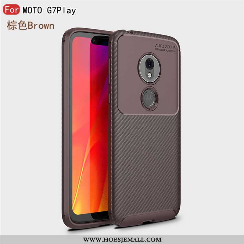 Hoesje Moto G7 Play Bescherming Persoonlijk Trend Hemming Scheppend Anti-fall Zacht Donkerblauwe