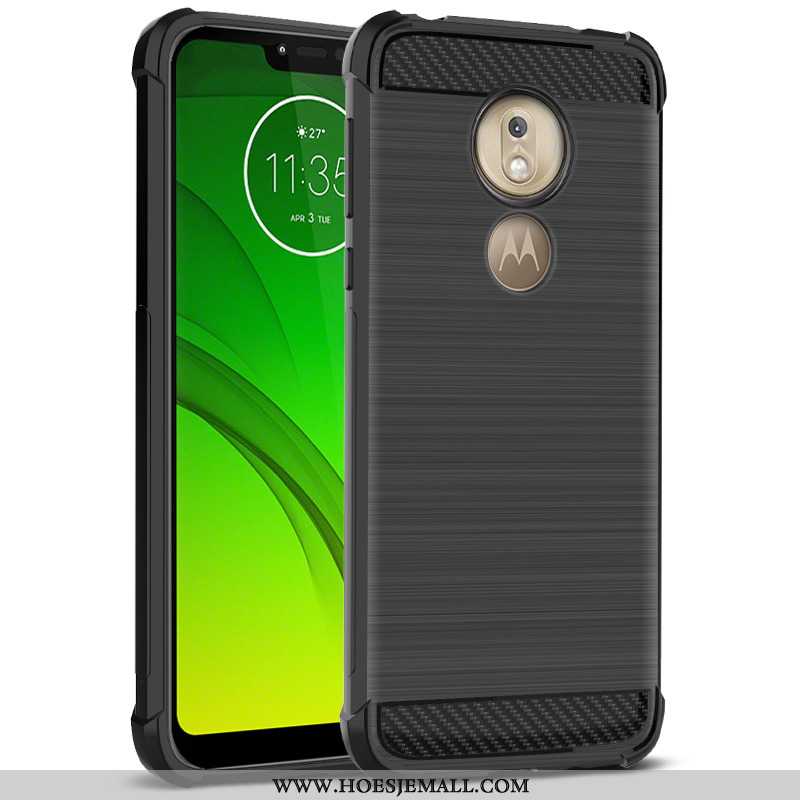 Hoesje Moto G7 Play Zacht Bescherming Antislip All Inclusive Rood Fiber Hoes Zwarte