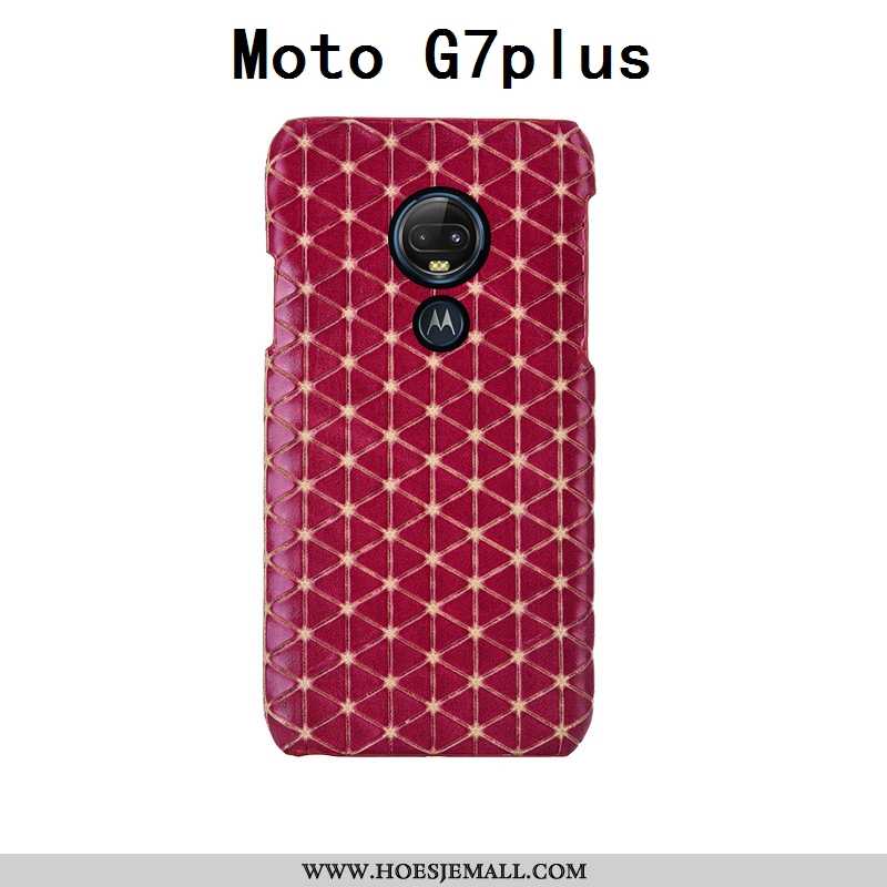 Hoesje Moto G7 Plus Bescherming Mode Achterklep Luxe Anti-fall Rood Mobiele Telefoon