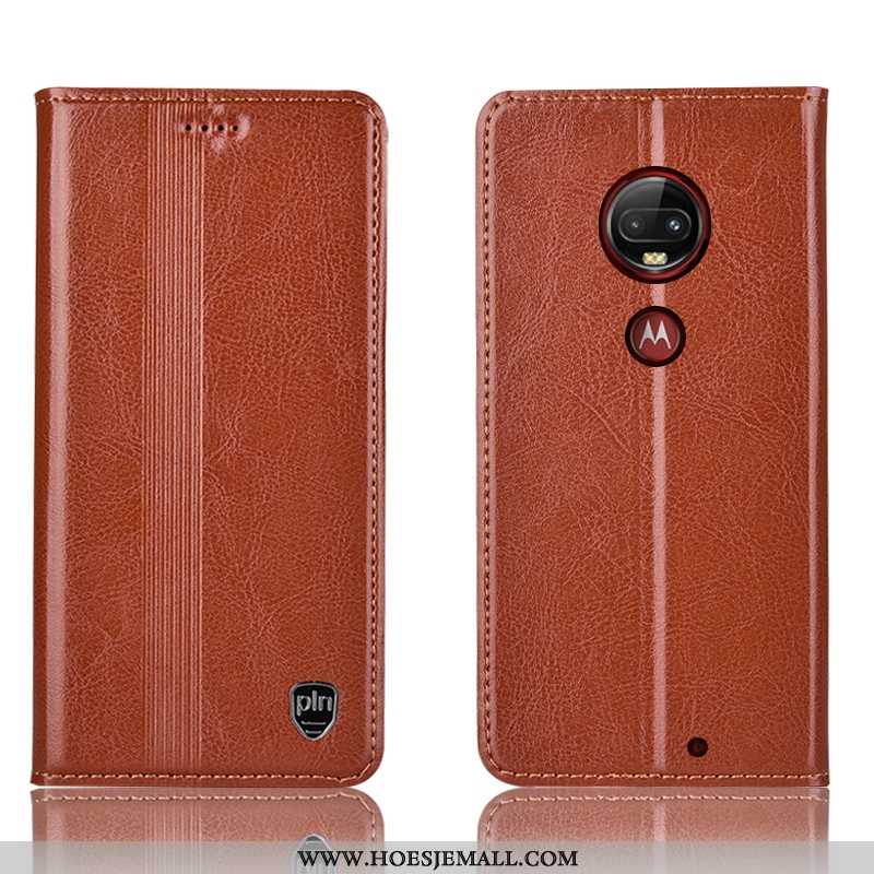 Hoesje Moto G7 Plus Leren Bescherming All Inclusive Mobiele Telefoon Folio Hoes Rood