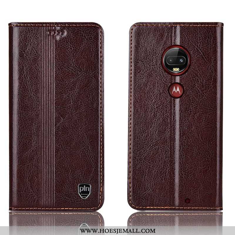 Hoesje Moto G7 Plus Leren Bescherming All Inclusive Mobiele Telefoon Folio Hoes Rood