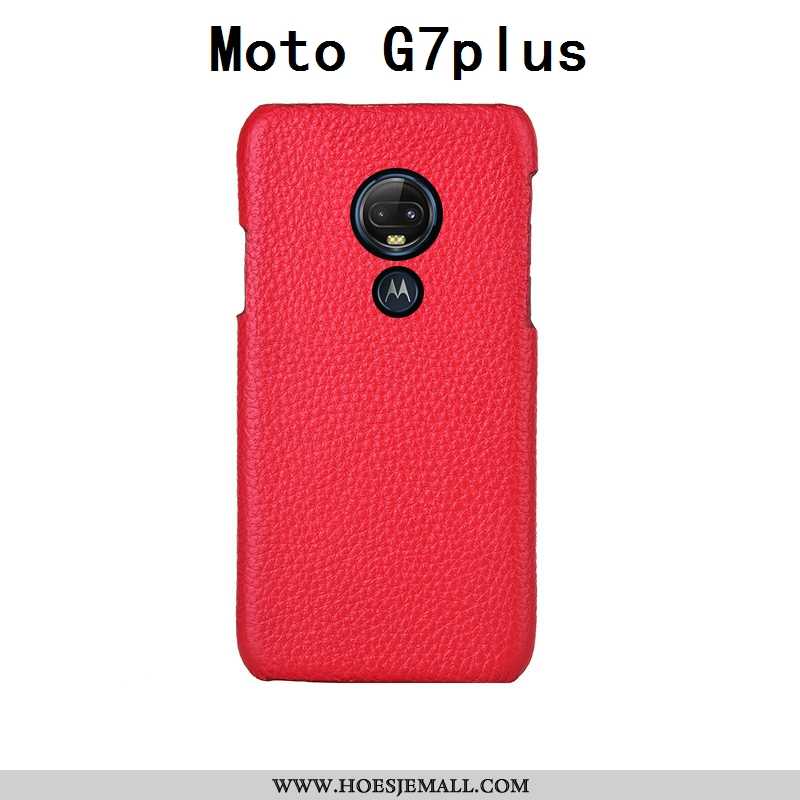 Hoes Moto G7 Plus Mode Luxe Anti-fall Scheppend Soort Aziatische Vrucht Echt Leer Mobiele Telefoon R
