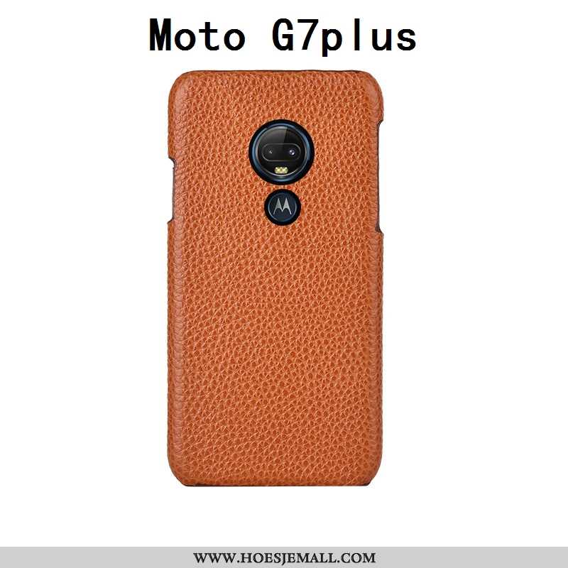 Hoes Moto G7 Plus Mode Luxe Anti-fall Scheppend Soort Aziatische Vrucht Echt Leer Mobiele Telefoon R