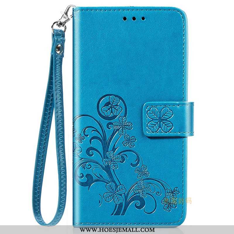 Hoes Moto G7 Power Zacht Leren Hoesje All Inclusive Blauw Mobiele Telefoon Folio Blauwe