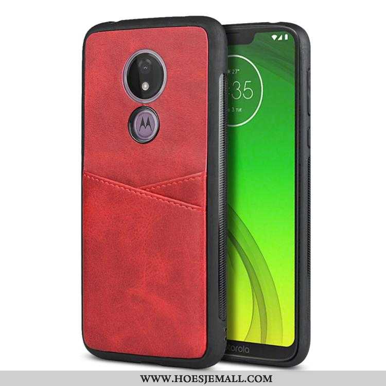 Hoes Moto G7 Power Bescherming Zacht Hoesje Kaart Mobiele Telefoon Rood Siliconen