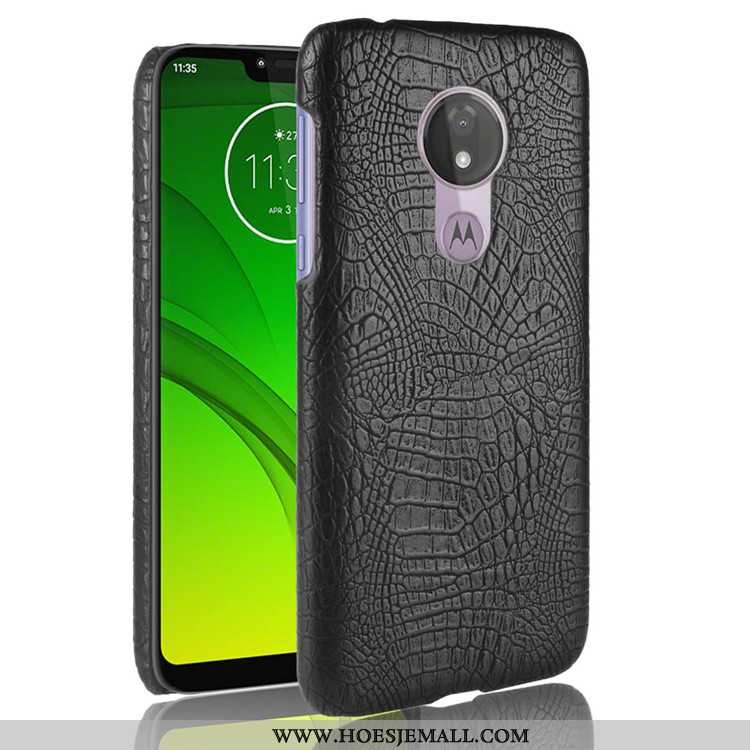 Hoes Moto G7 Power Scheppend Patroon Mobiele Telefoon Hoesje Krokodil Zwart Bedrijf Zwarte