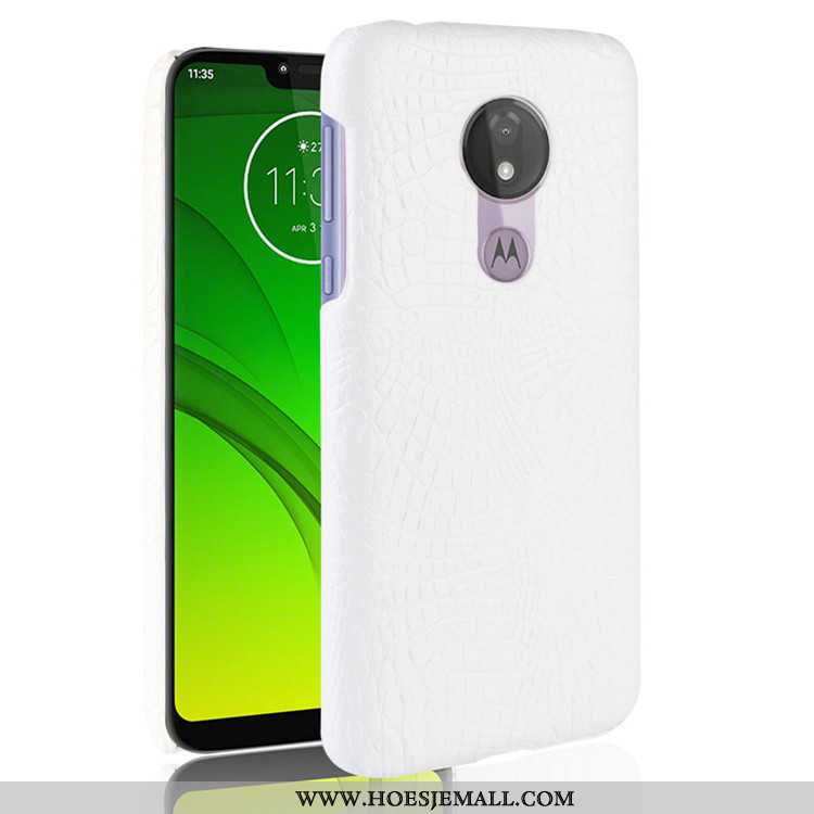 Hoes Moto G7 Power Scheppend Patroon Mobiele Telefoon Hoesje Krokodil Zwart Bedrijf Zwarte