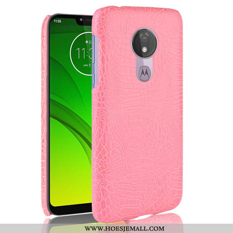 Hoes Moto G7 Power Scheppend Patroon Mobiele Telefoon Hoesje Krokodil Zwart Bedrijf Zwarte