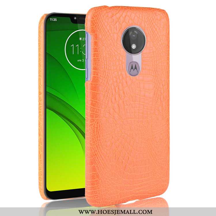 Hoes Moto G7 Power Scheppend Patroon Mobiele Telefoon Hoesje Krokodil Zwart Bedrijf Zwarte