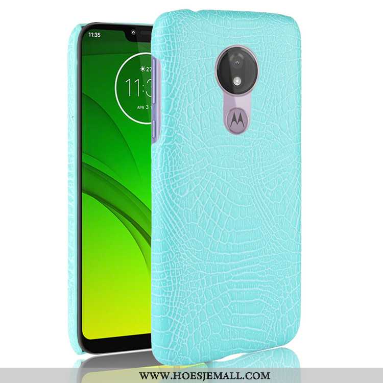 Hoes Moto G7 Power Scheppend Patroon Mobiele Telefoon Hoesje Krokodil Zwart Bedrijf Zwarte