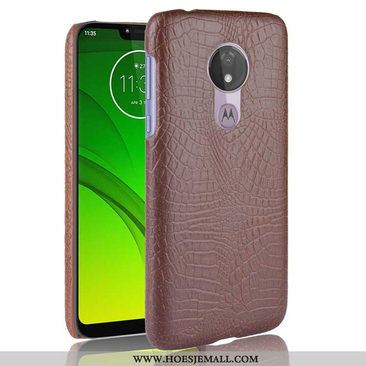 Hoes Moto G7 Power Scheppend Patroon Mobiele Telefoon Hoesje Krokodil Zwart Bedrijf Zwarte