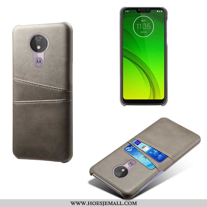 Hoes Moto G7 Power Leren Hoesje Kaart Mobiele Telefoon Blauw Hard Blauwe