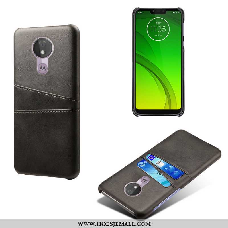 Hoes Moto G7 Power Leren Hoesje Kaart Mobiele Telefoon Blauw Hard Blauwe