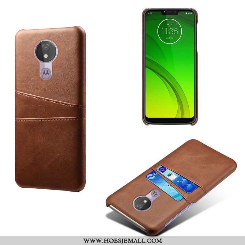 Hoes Moto G7 Power Leren Hoesje Kaart Mobiele Telefoon Blauw Hard Blauwe