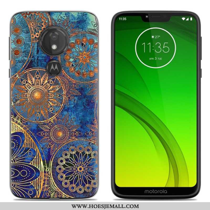 Hoesje Moto G7 Power Trend Zacht Scheppend Blauw Mobiele Telefoon Siliconen Blauwe