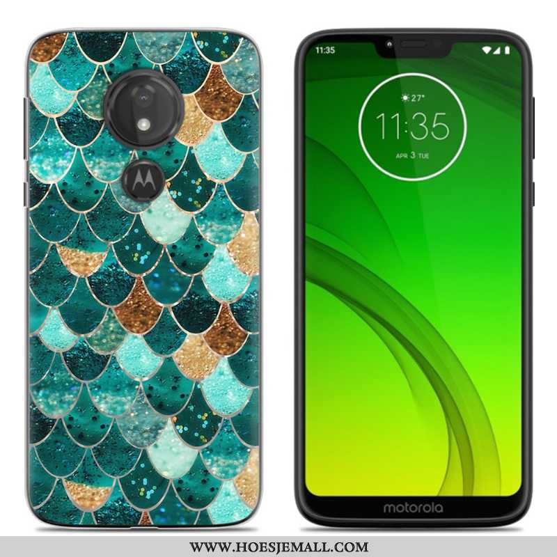 Hoesje Moto G7 Power Trend Zacht Scheppend Blauw Mobiele Telefoon Siliconen Blauwe