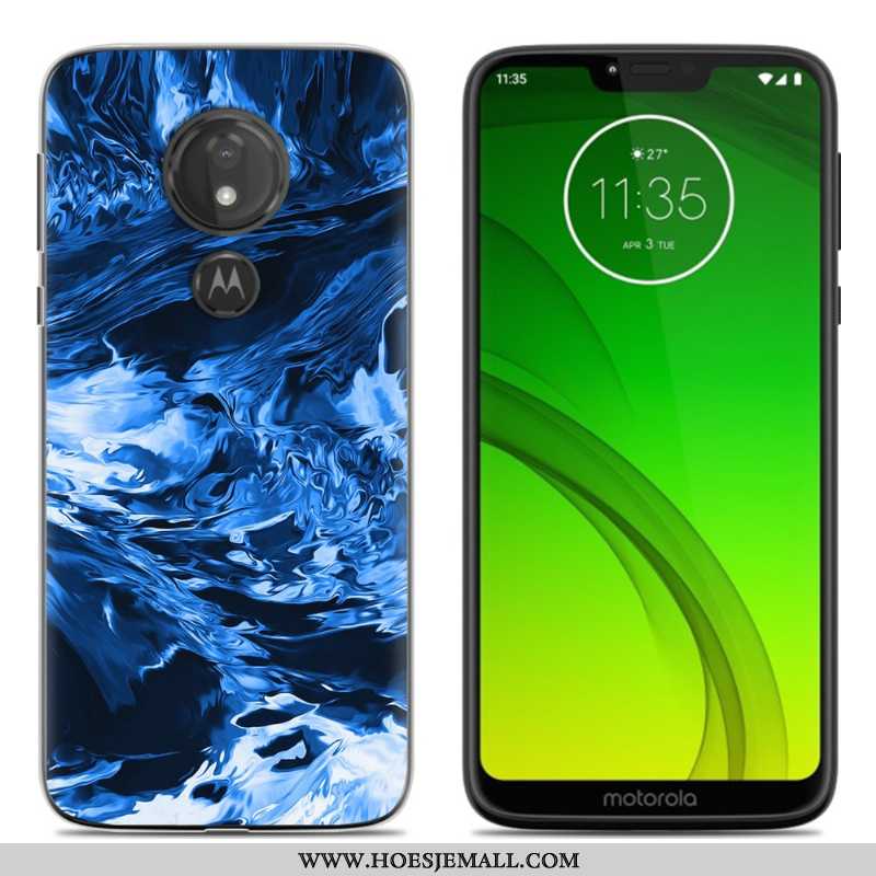 Hoesje Moto G7 Power Trend Zacht Scheppend Blauw Mobiele Telefoon Siliconen Blauwe