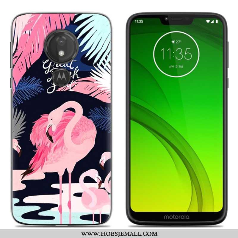 Hoesje Moto G7 Power Trend Zacht Scheppend Blauw Mobiele Telefoon Siliconen Blauwe