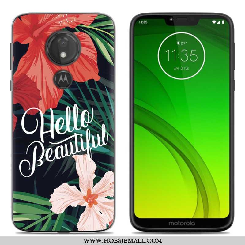 Hoesje Moto G7 Power Trend Zacht Scheppend Blauw Mobiele Telefoon Siliconen Blauwe