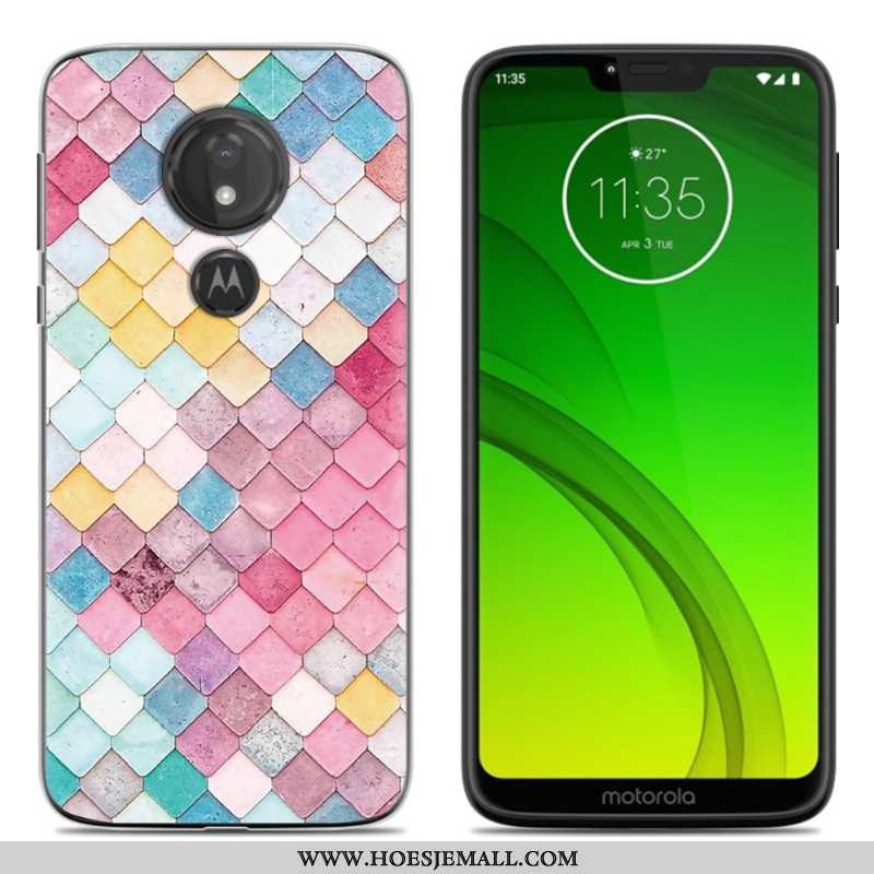 Hoesje Moto G7 Power Trend Zacht Scheppend Blauw Mobiele Telefoon Siliconen Blauwe