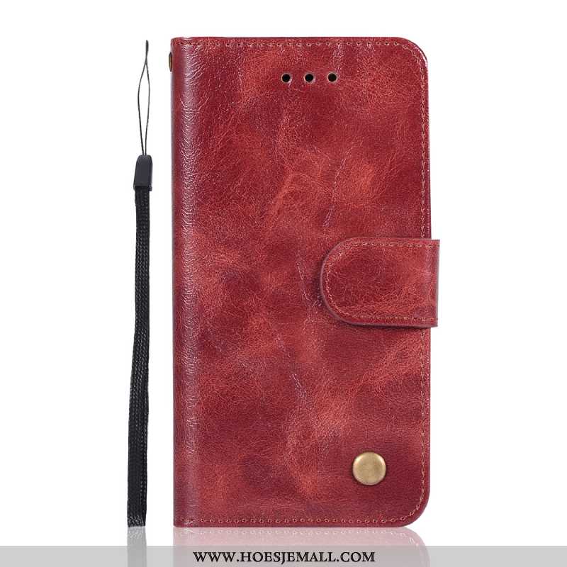 Hoes Moto G7 Power Vintage Portemonnee Ondersteuning Rood Hoesje Kaart Mobiele Telefoon