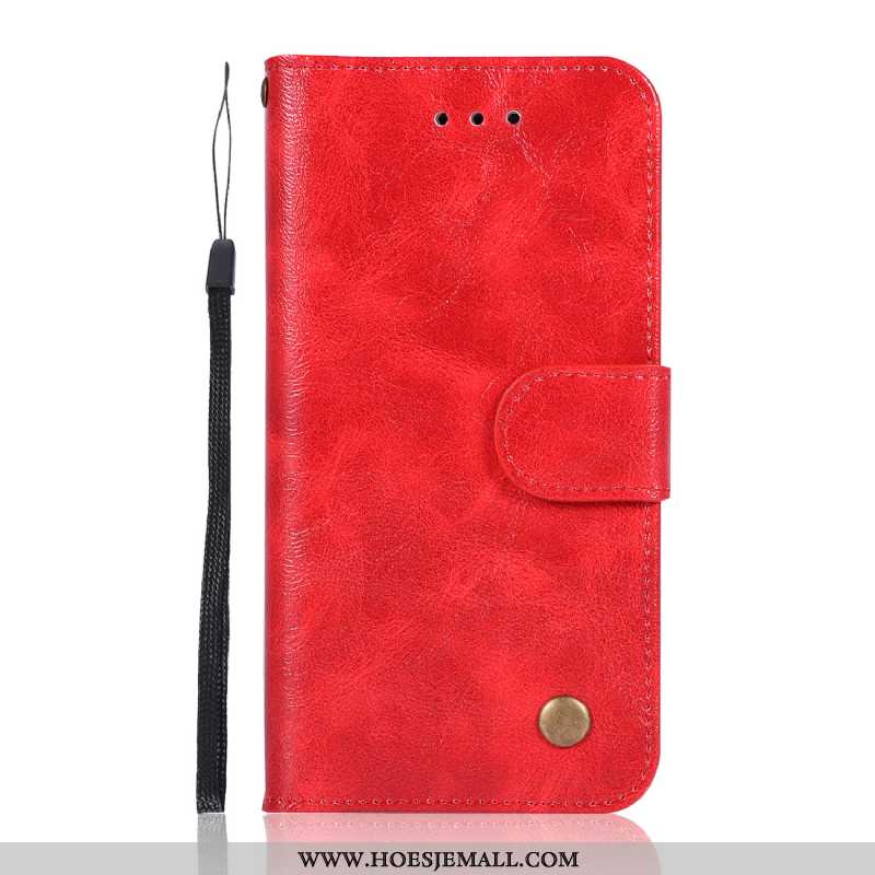 Hoes Moto G7 Power Vintage Portemonnee Ondersteuning Rood Hoesje Kaart Mobiele Telefoon